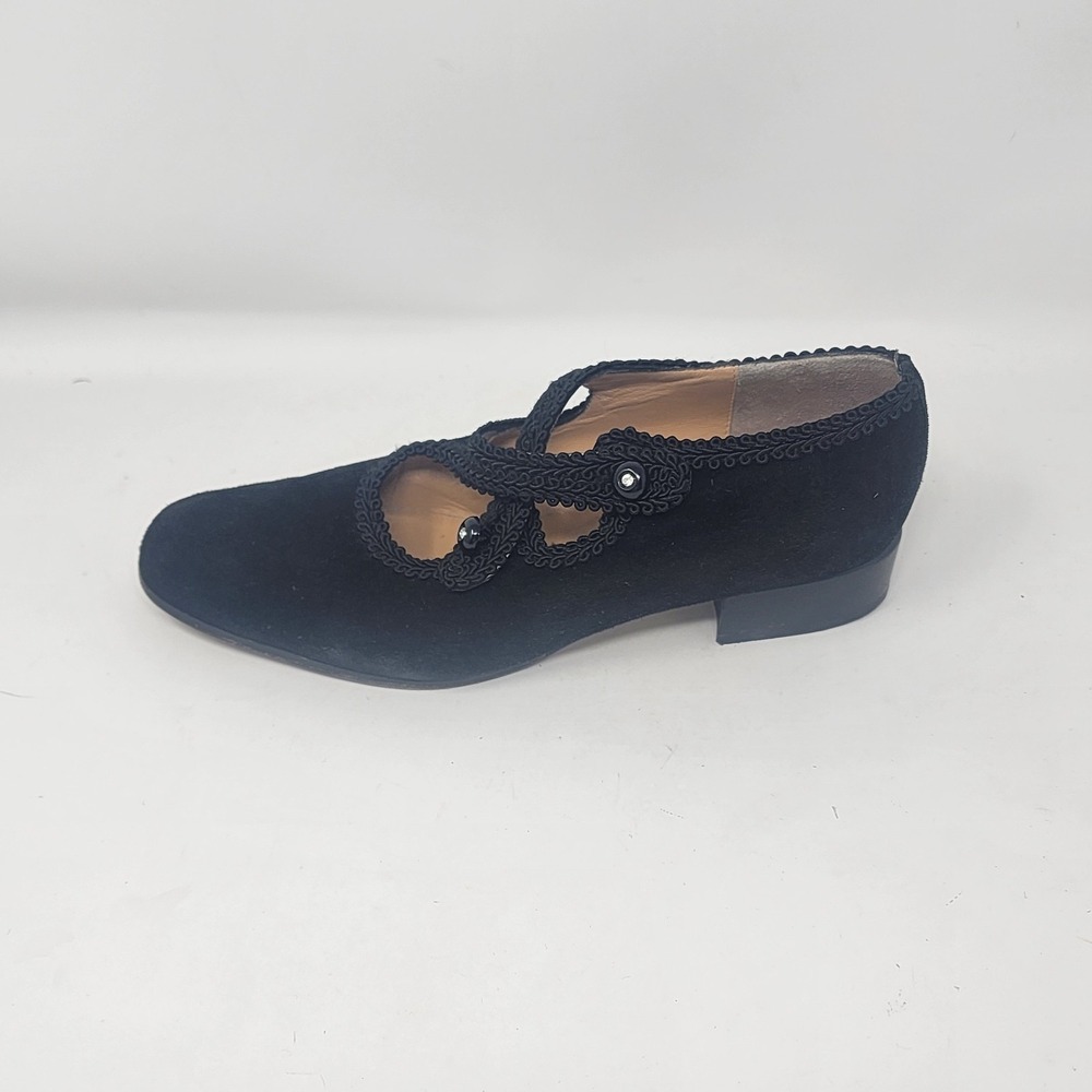 Vintage Bruno Tacchetto Mary Jane Shoes Women's 9 Black Velvet Italy Oktoberfest